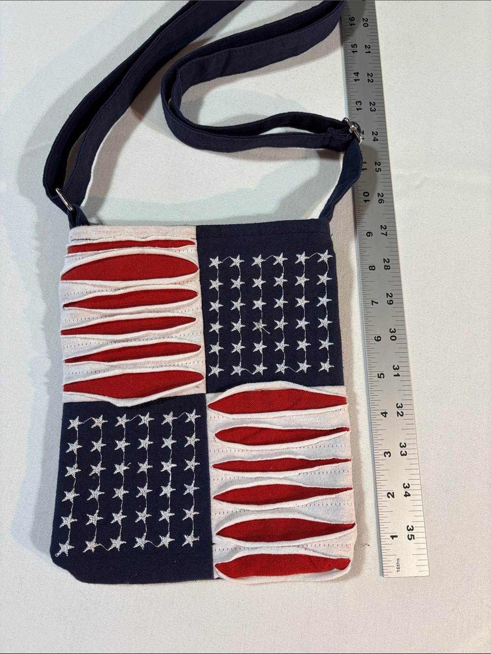 Patriotic Red White & Blue Crossbody Bag Handmade - Picture 3 of 9